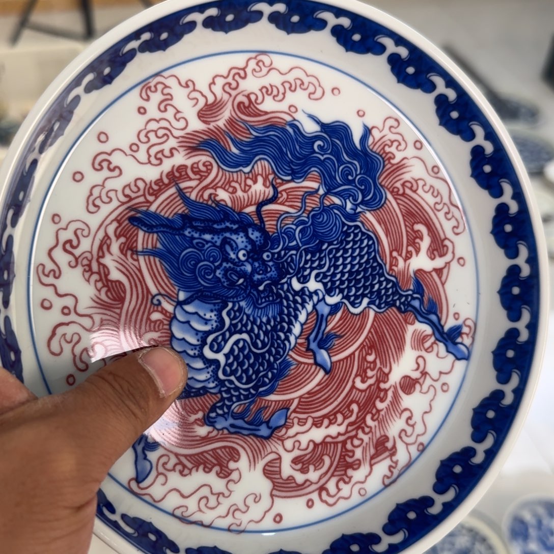 摆件陶麒麟踏浪大壶承