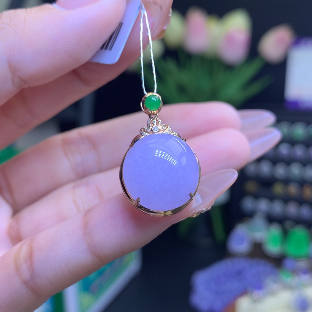 翡翠颈饰18K金镶嵌天然