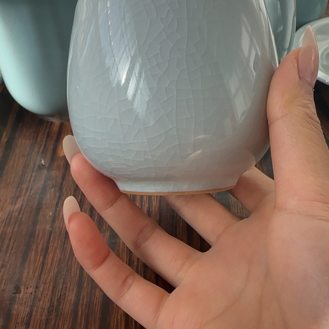 瓷杯子原矿月白龙蛋杯杯