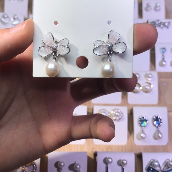 淡水珍珠耳饰银S925镶嵌