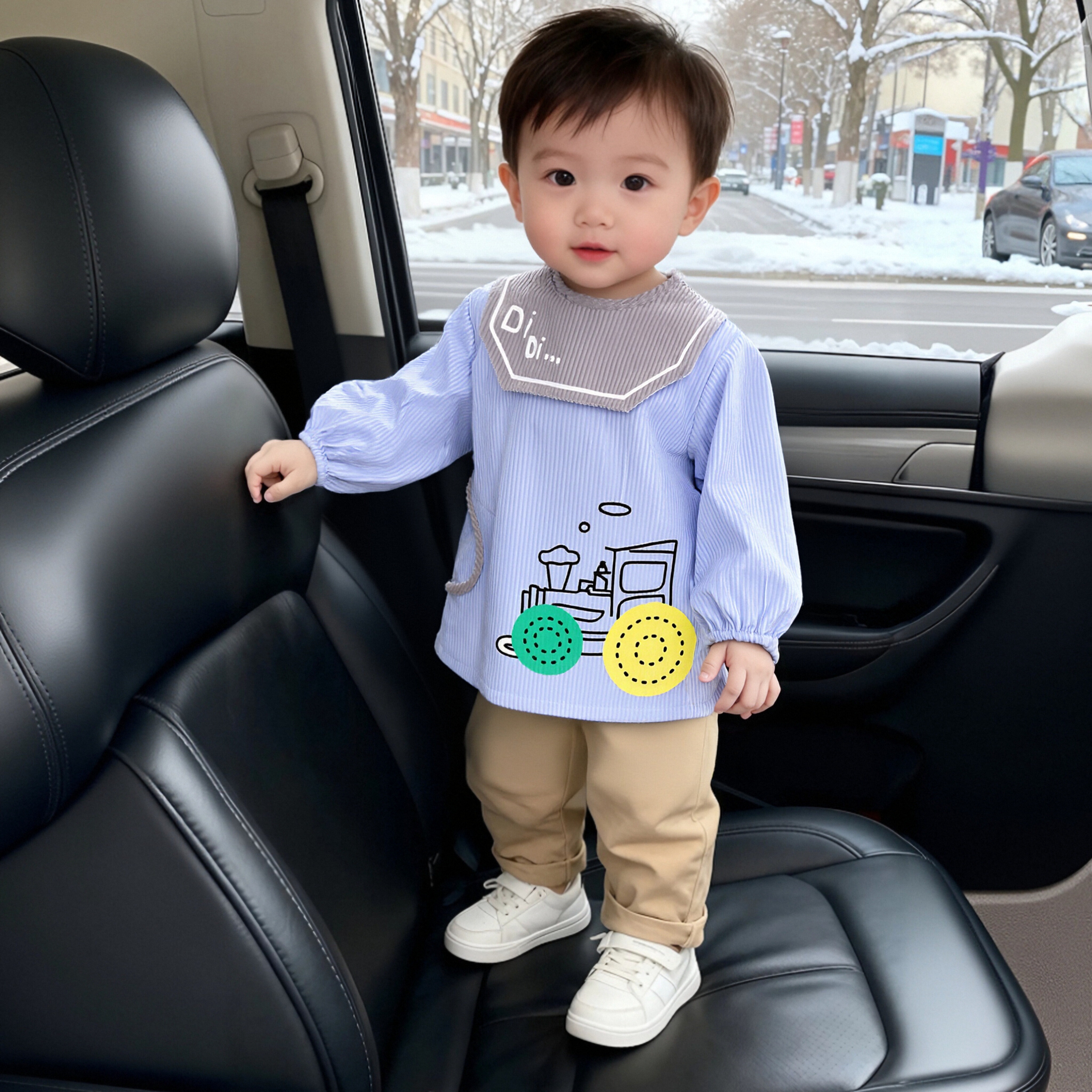 秋冬保暖 外穿洋气 罩衣男宝宝吃饭围裙防水防脏儿童反穿衣灯芯绒