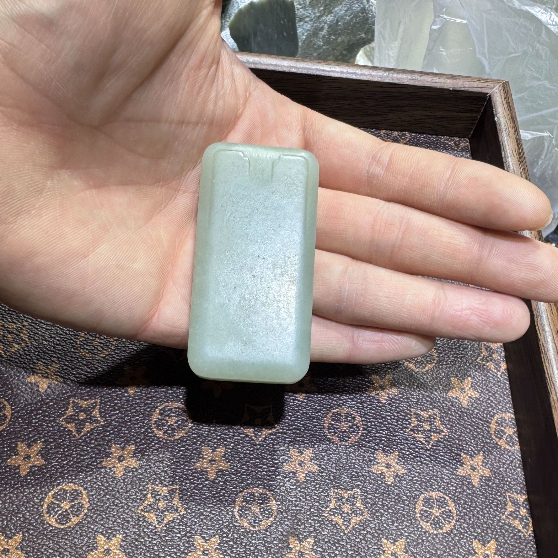 和田玉 青白玉无事牌 礼品 原料成品
