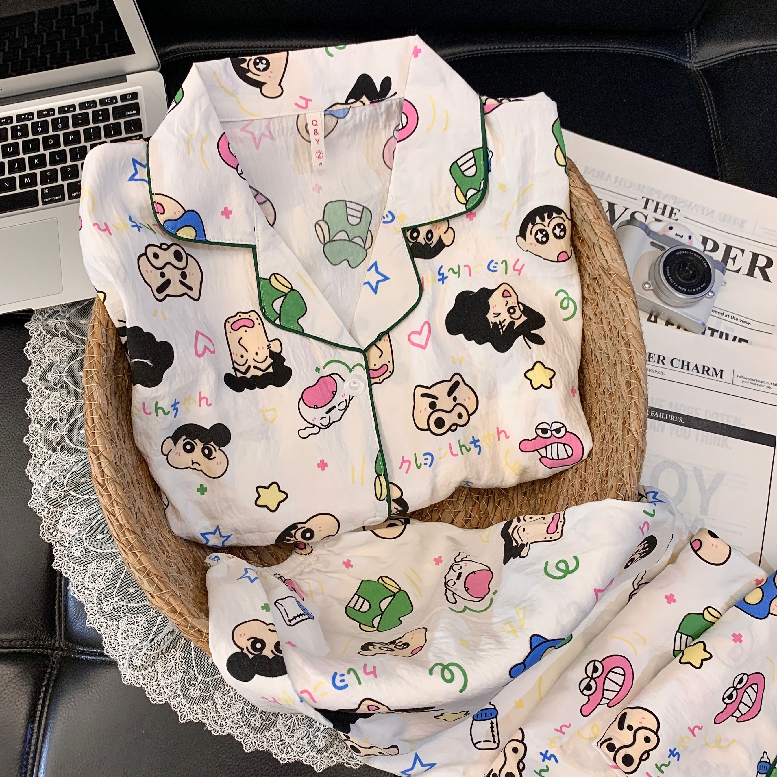 【长袖鳄鱼小新】春秋云朵绵长袖可爱卡通ins睡衣女韩版家居服套装