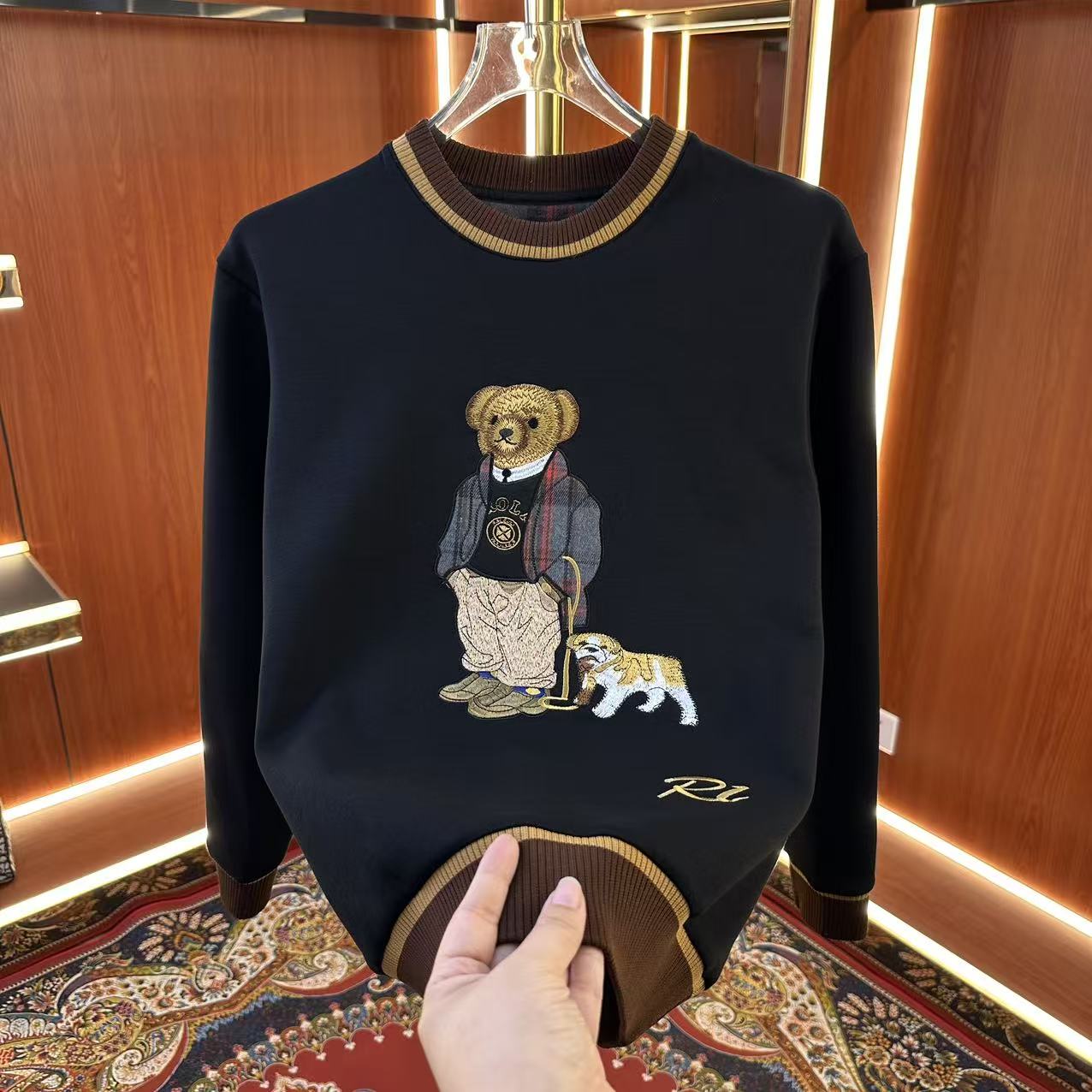 【LM】2025冬季男士拼色長袖刺繡耐磨百搭重工卫衣050款1111