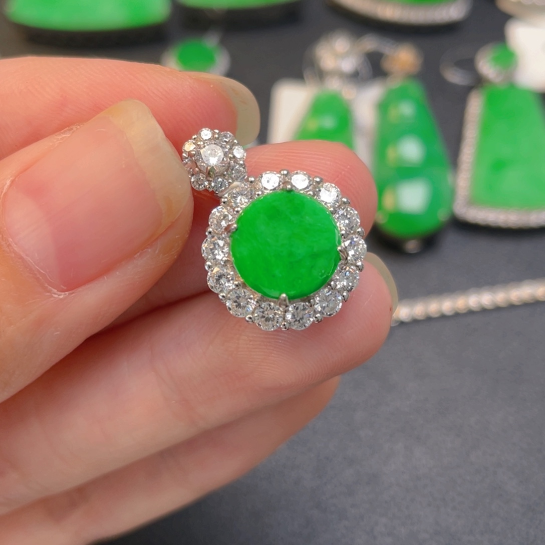 翡翠银S925镶嵌吊坠(不含链)