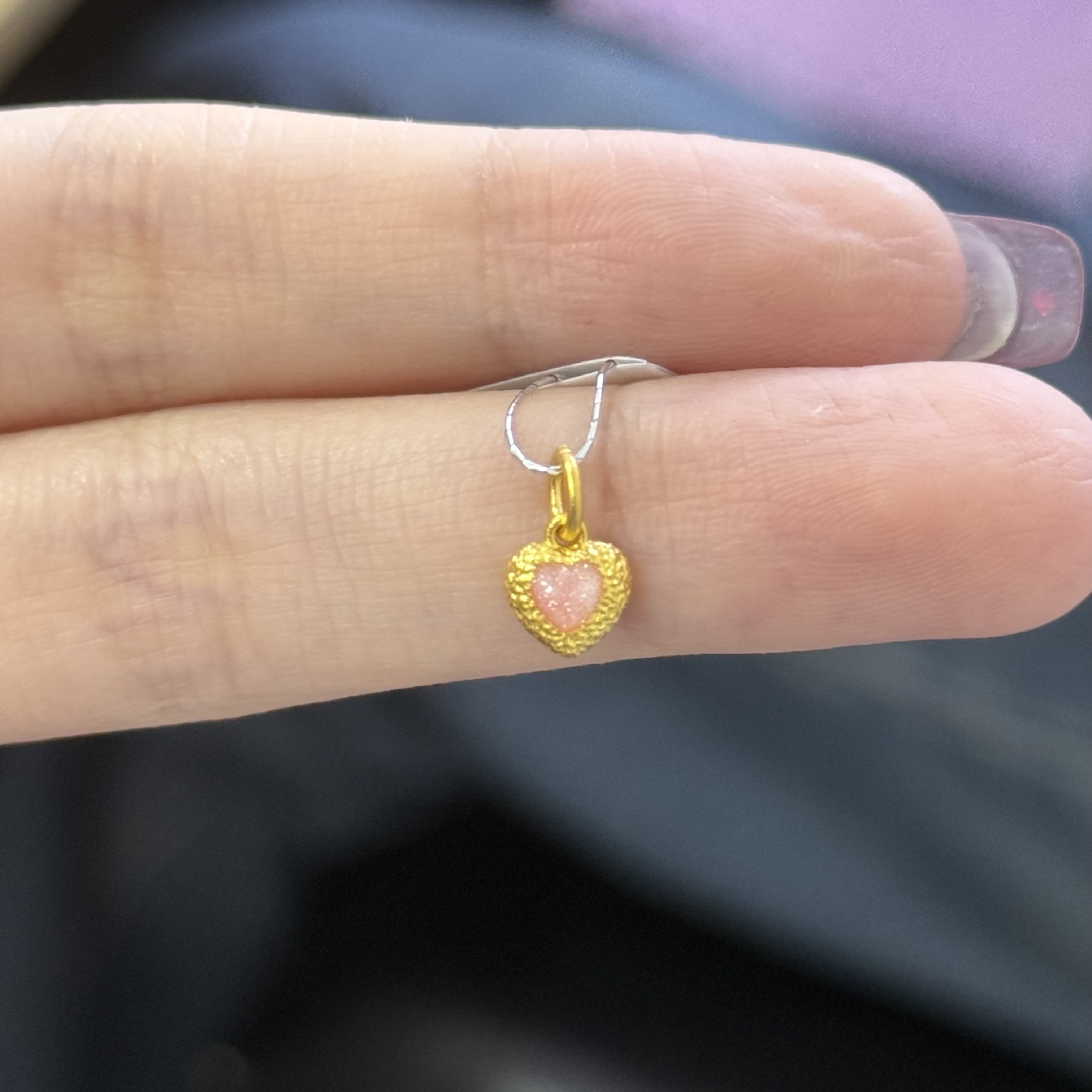 烧蓝星空爱心滴溜吊坠 足金999