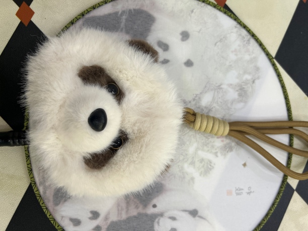 仿真熊猫头零钱包挂件