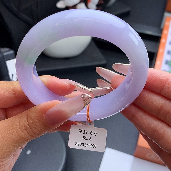 未镶嵌手镯翡翠55.5春带彩宽版轮胎