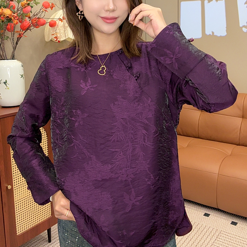 【锦轩阁】新中式国风女装秋季百搭显瘦时尚休闲复古长袖上衣11701