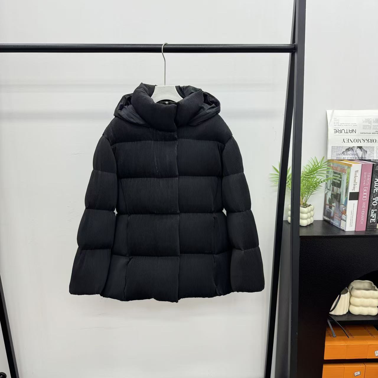 美式保暖轻便系带收腰连帽不可拆卸帽羽绒服外套25121341