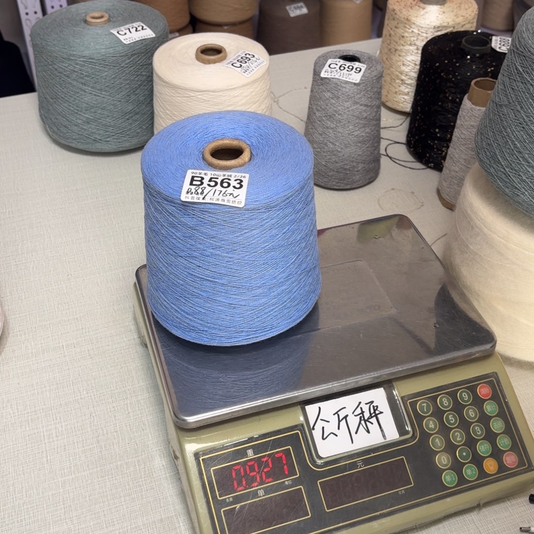 羊毛B563号，9010荣昌浅灰蓝，，净重880克