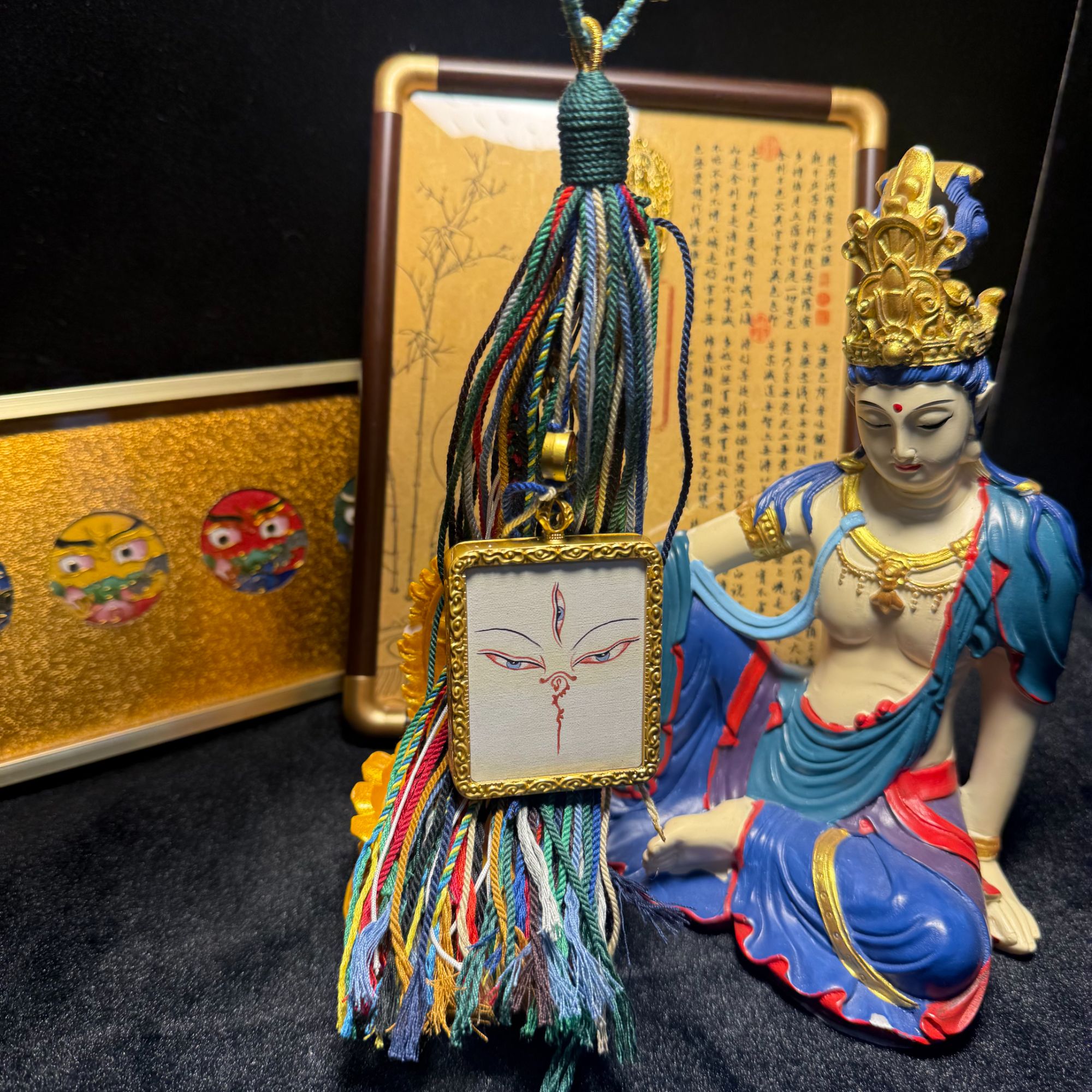 观音眼睛车挂-热贡纯手绘唐卡