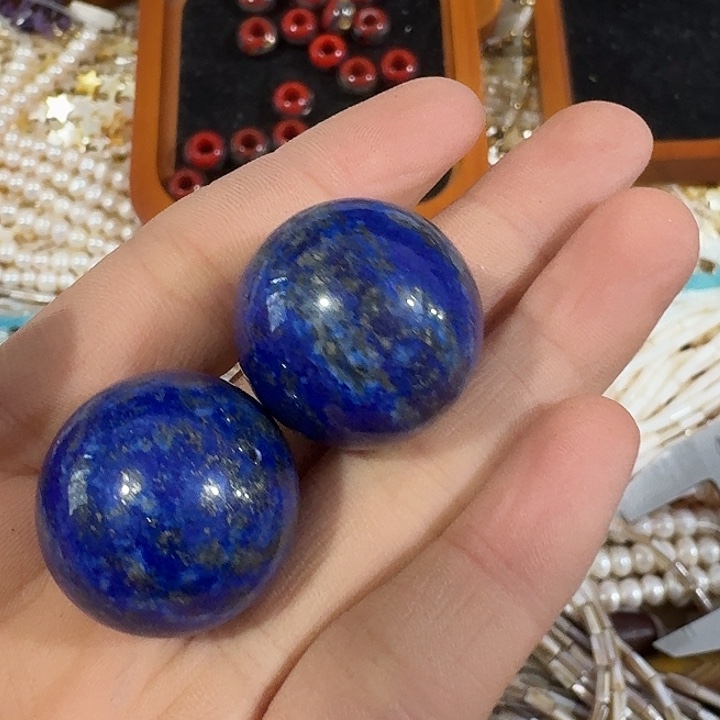 玛瑙/玉髓合金珠宝半成品一颗25mm大青金圆珠