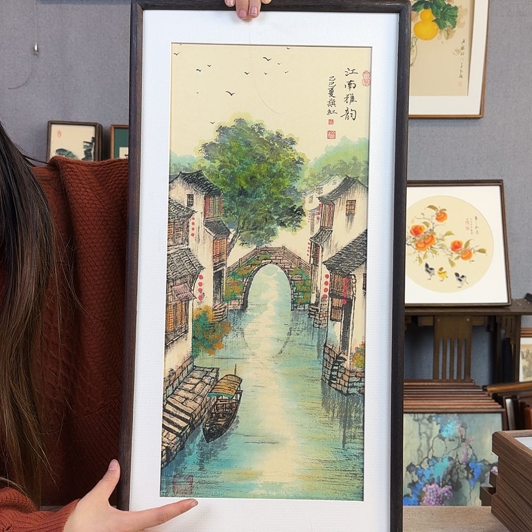 书法手绘带框尺寸： 36*69