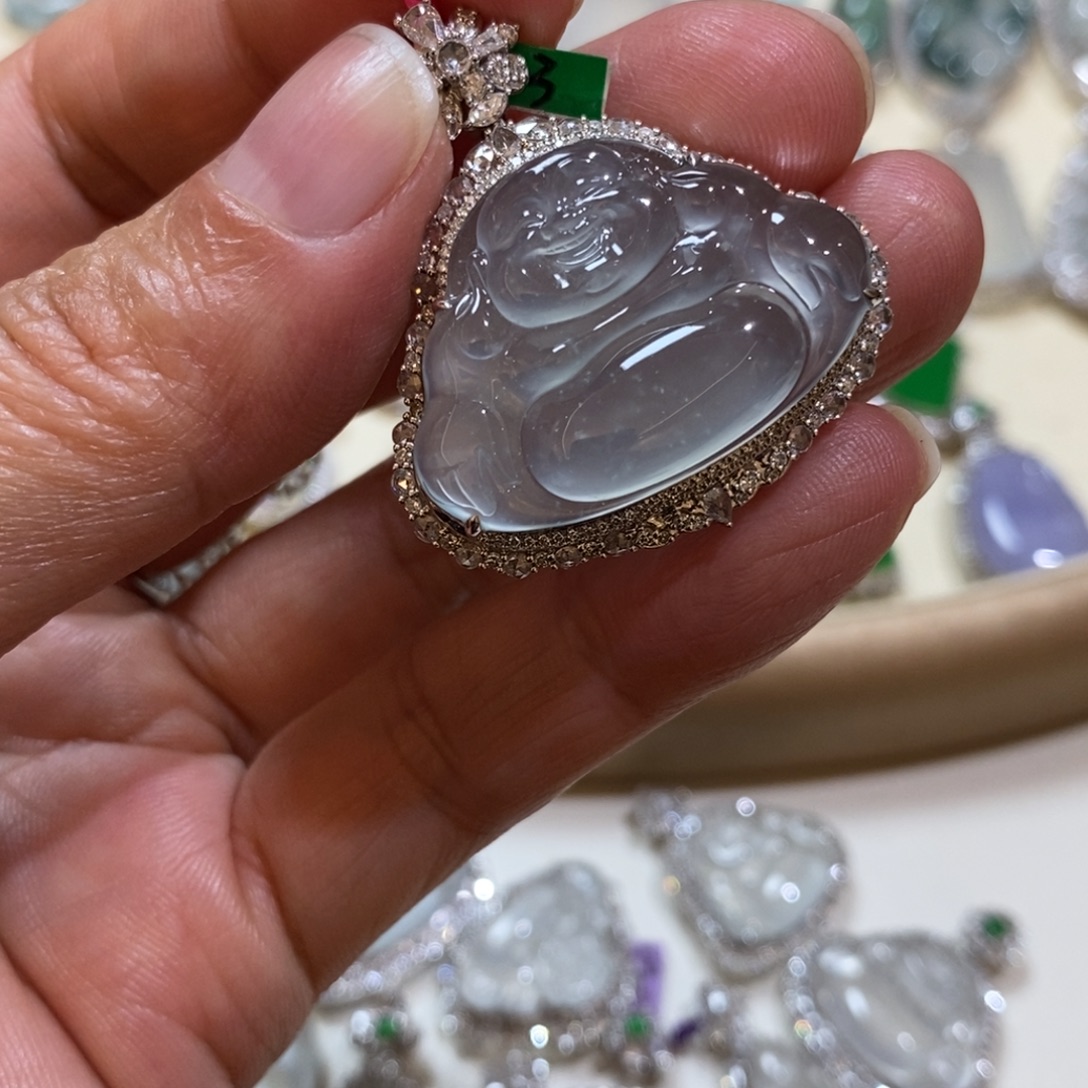 翡翠18K金镶嵌吊坠(不含链)佛公