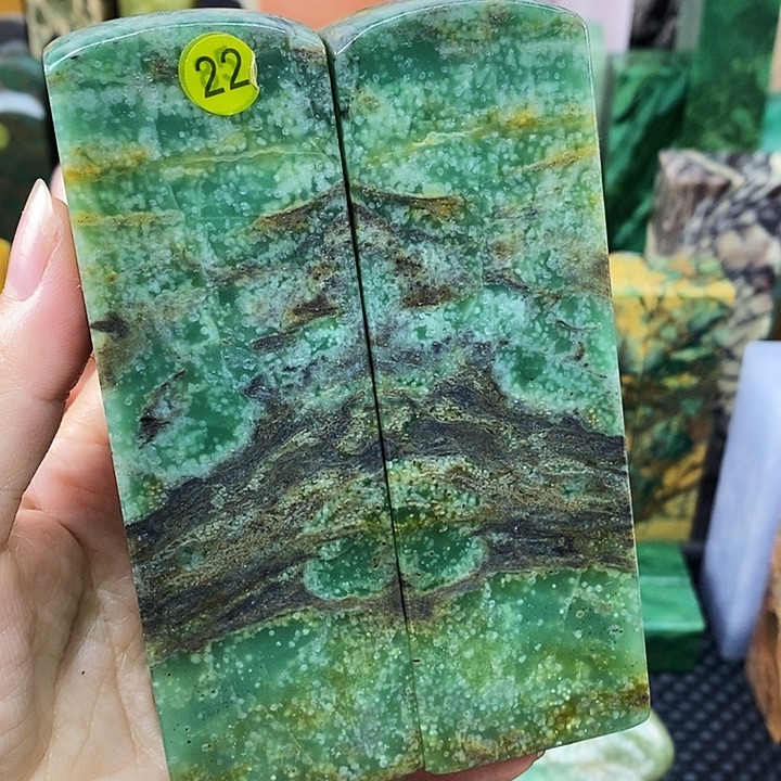 青田石印石青田山炮绿