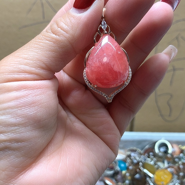 水晶水晶吊坠银S925镶嵌静**福