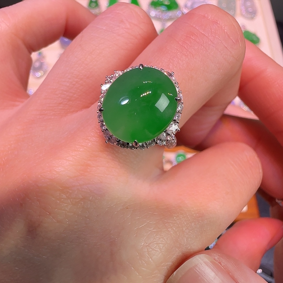 翡翠18K金镶嵌吊坠(不含链)