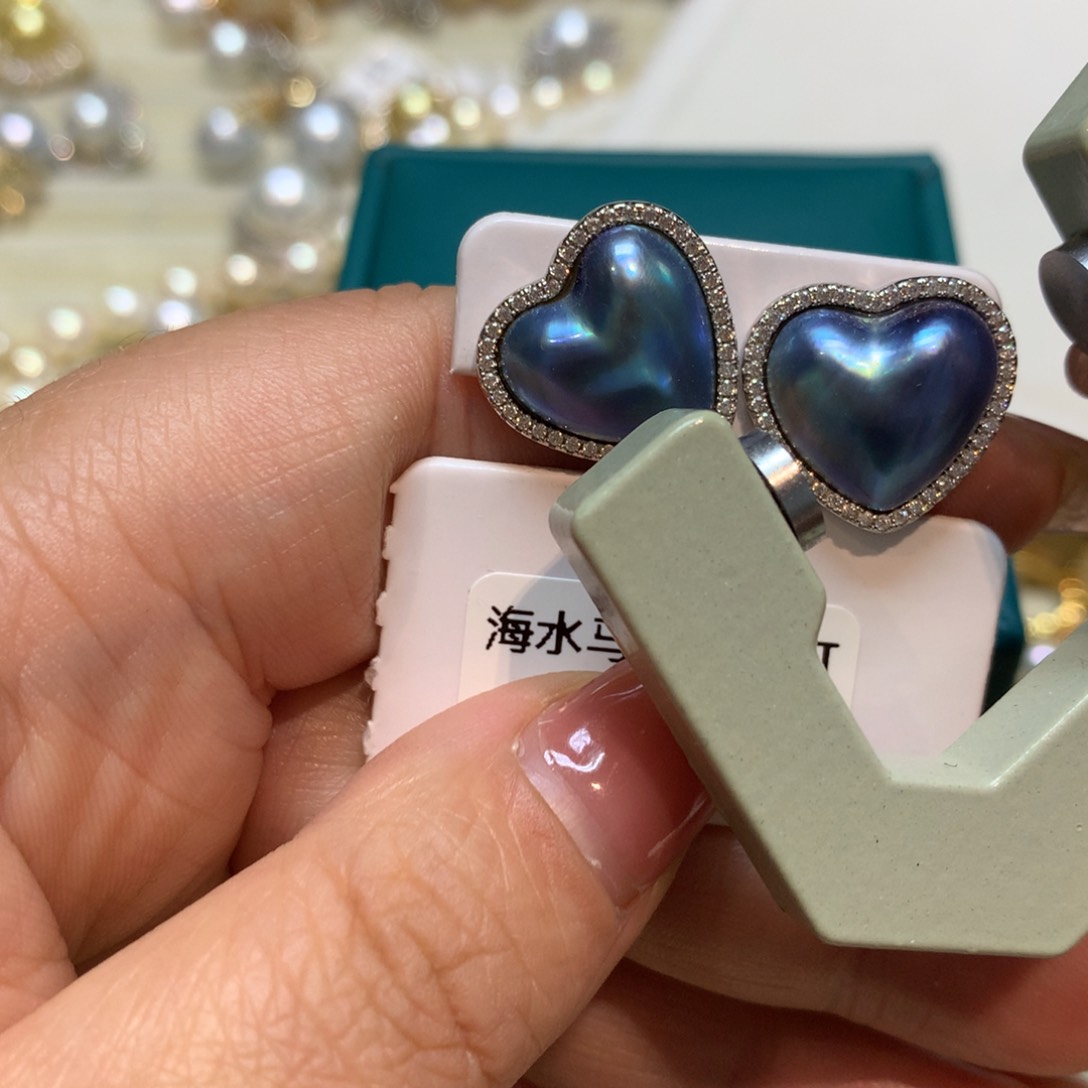 拼合珍珠（马贝珠）耳饰银S925镶嵌