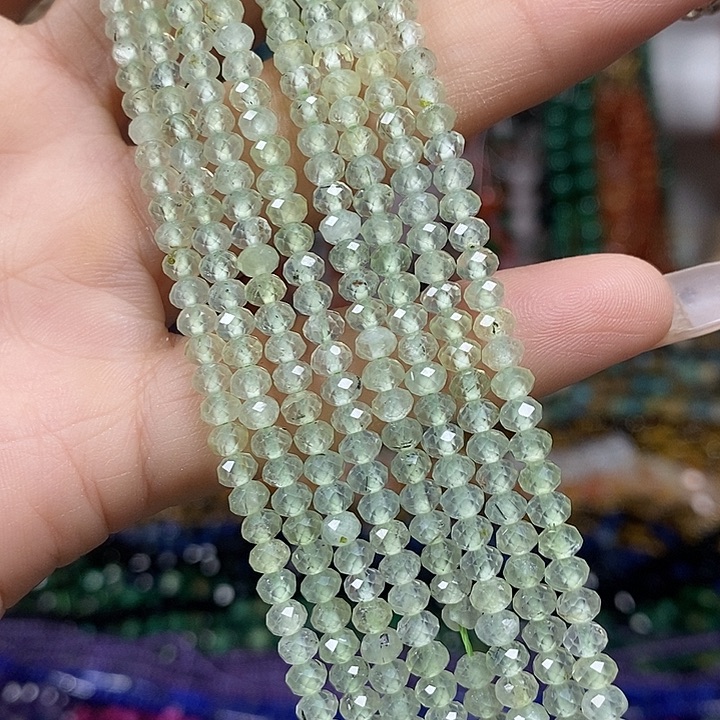 玛瑙/玉髓未镶嵌珠宝半成品天然葡萄石切面卡4mm一条