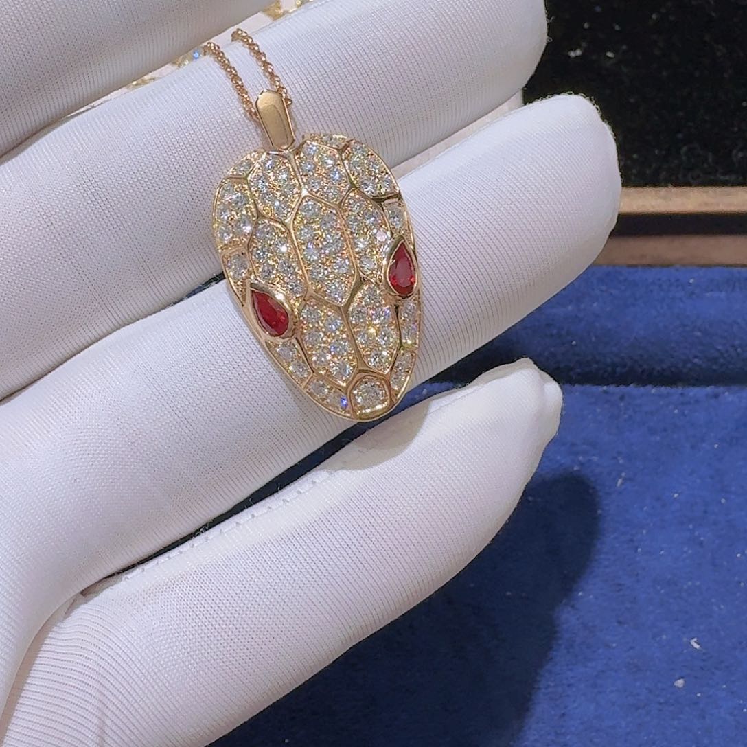 合成钻石颈饰18K金镶嵌蛇项链