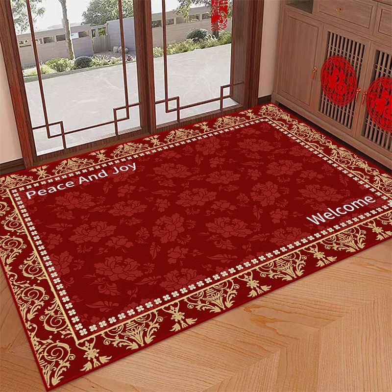 新款红色喜庆花海世界入户门卫生间防滑地垫水脚垫家用地毯