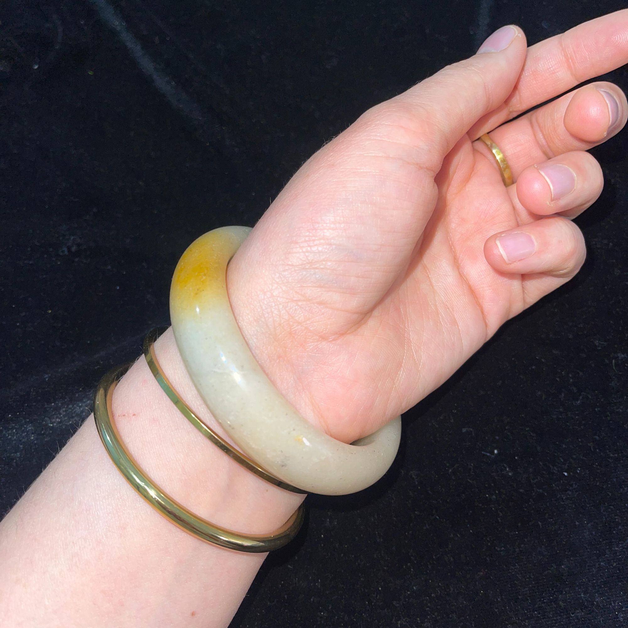 非金属莫桑石手镯 百搭首饰精美镯子简约珠宝戒圈金色朋克风古风