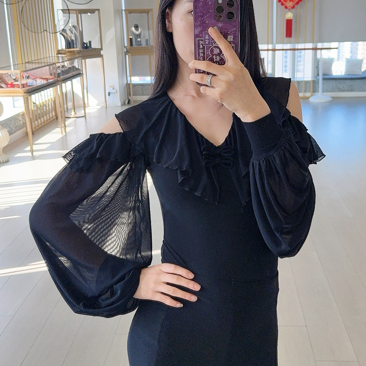 Laila摩登舞服新款上衣《温婉少女》秋冬舒适高弹长袖摩登练习服