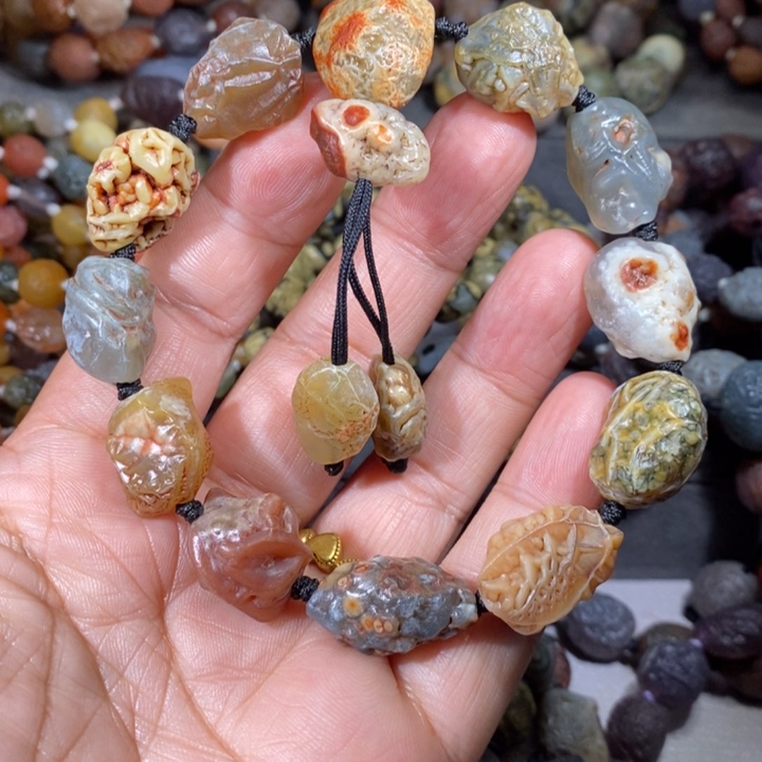 未镶嵌玛瑙/玉髓珠宝奇石珠**圆