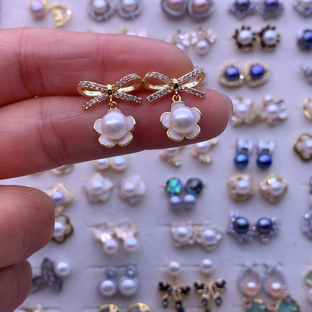 淡水珍珠耳饰合金