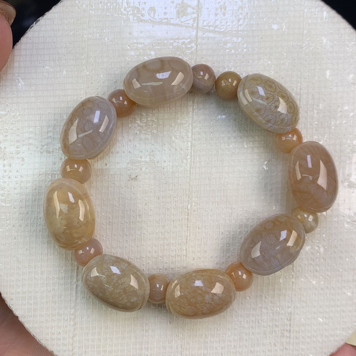 【闪购商品】未镶嵌手链硅化珊瑚（珊瑚玉）龟背原200漏（32号）