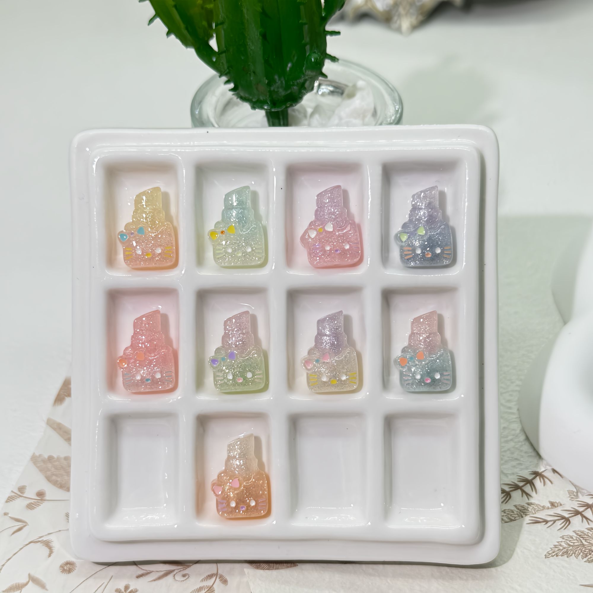 定制细闪手绘KT口红通孔Diy配件