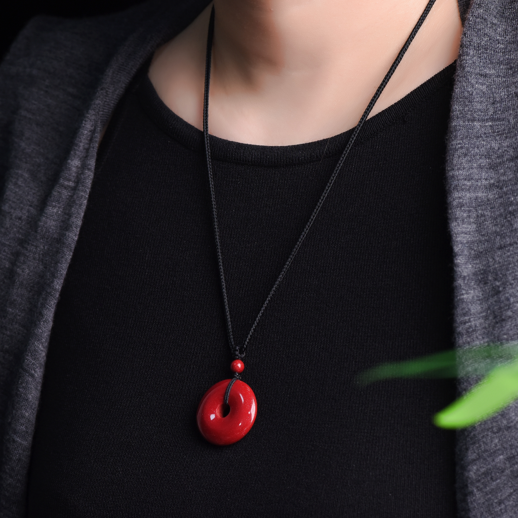 天然辰砂天然高含量红晶砂平安扣（直径20）