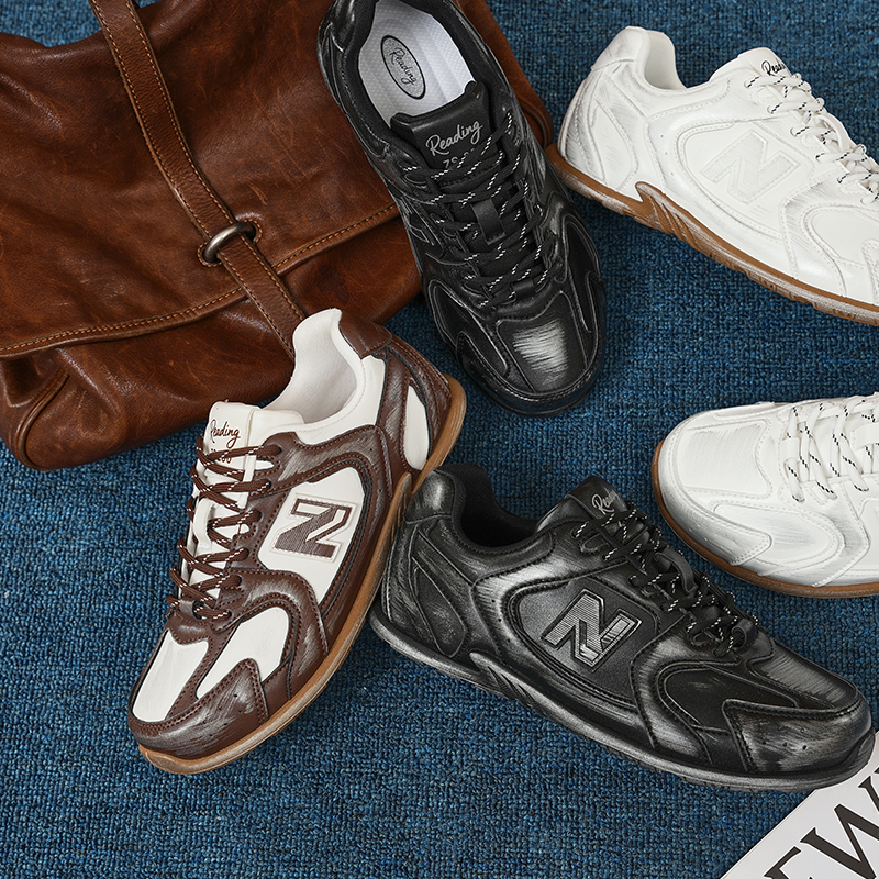 纽巴仑2025德迅秋冬情侣休闲耐磨百搭系带合成革男女鞋乳胶鞋垫