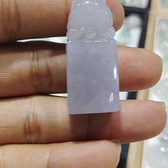 未镶嵌定制翡翠撸玉有约//缅甸一手天然翡翠紫罗兰貔貅印章