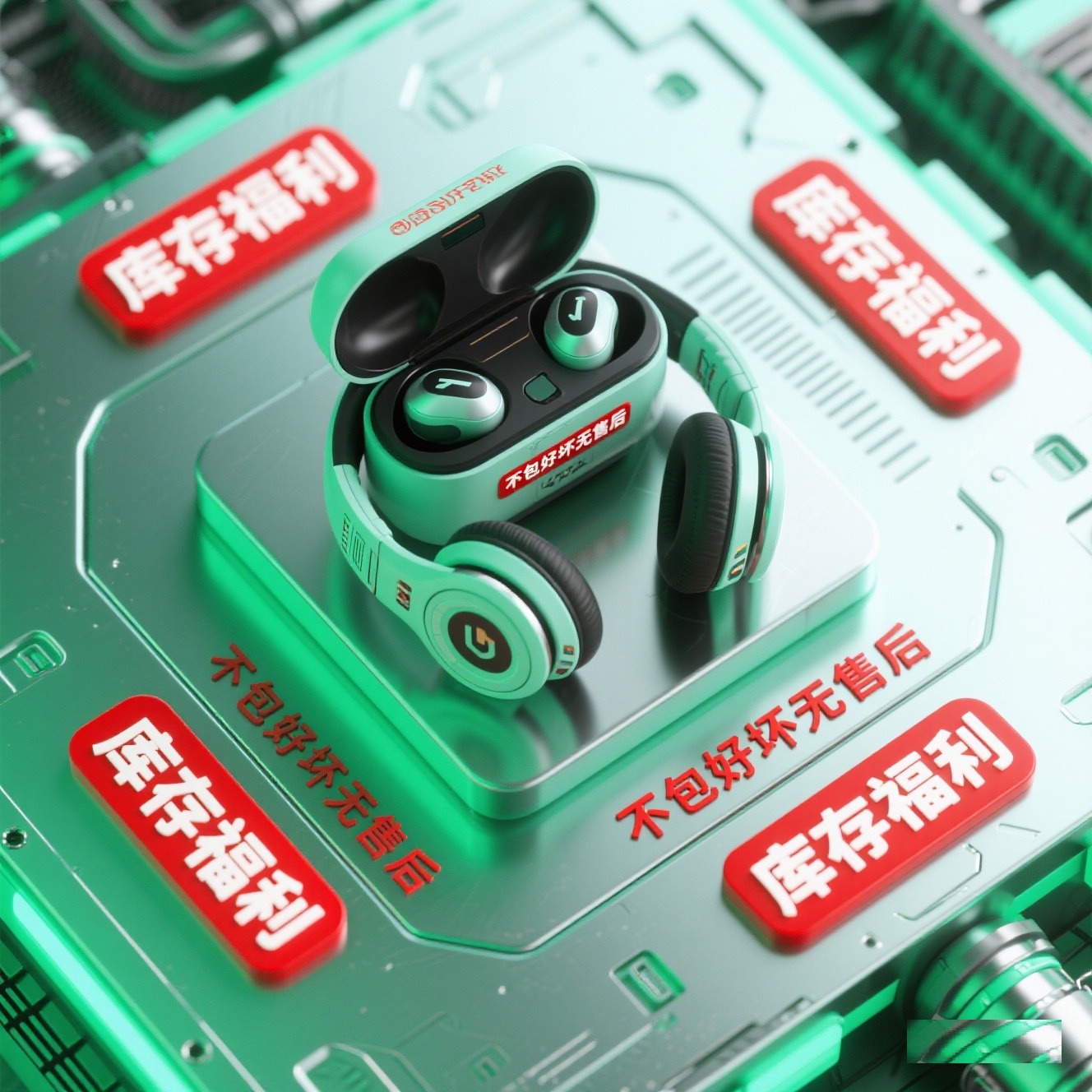 9新  1-200数码库存头戴无线蓝牙降噪长续航入耳耳机适用配件捡漏