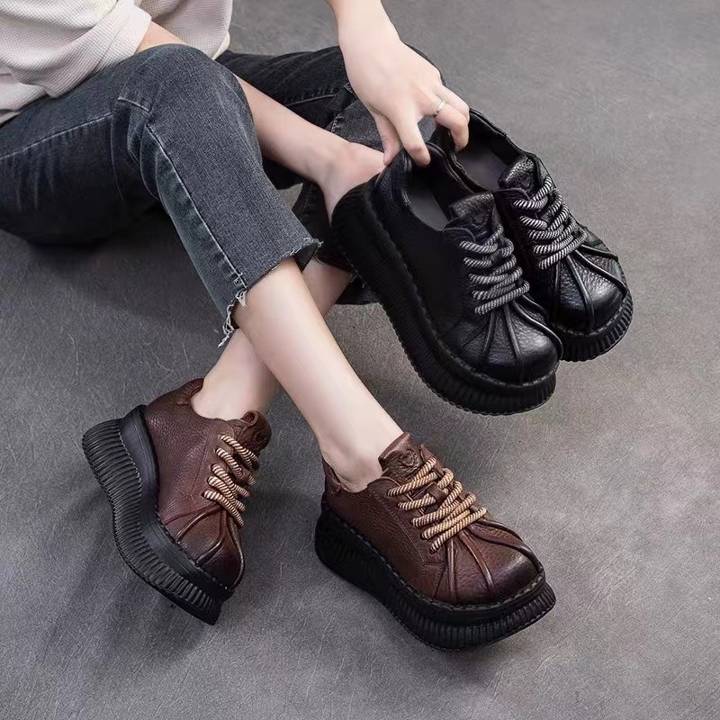 【退货补运费】5CM秋季上新增高厚底休闲百搭贝壳头软底时尚女鞋