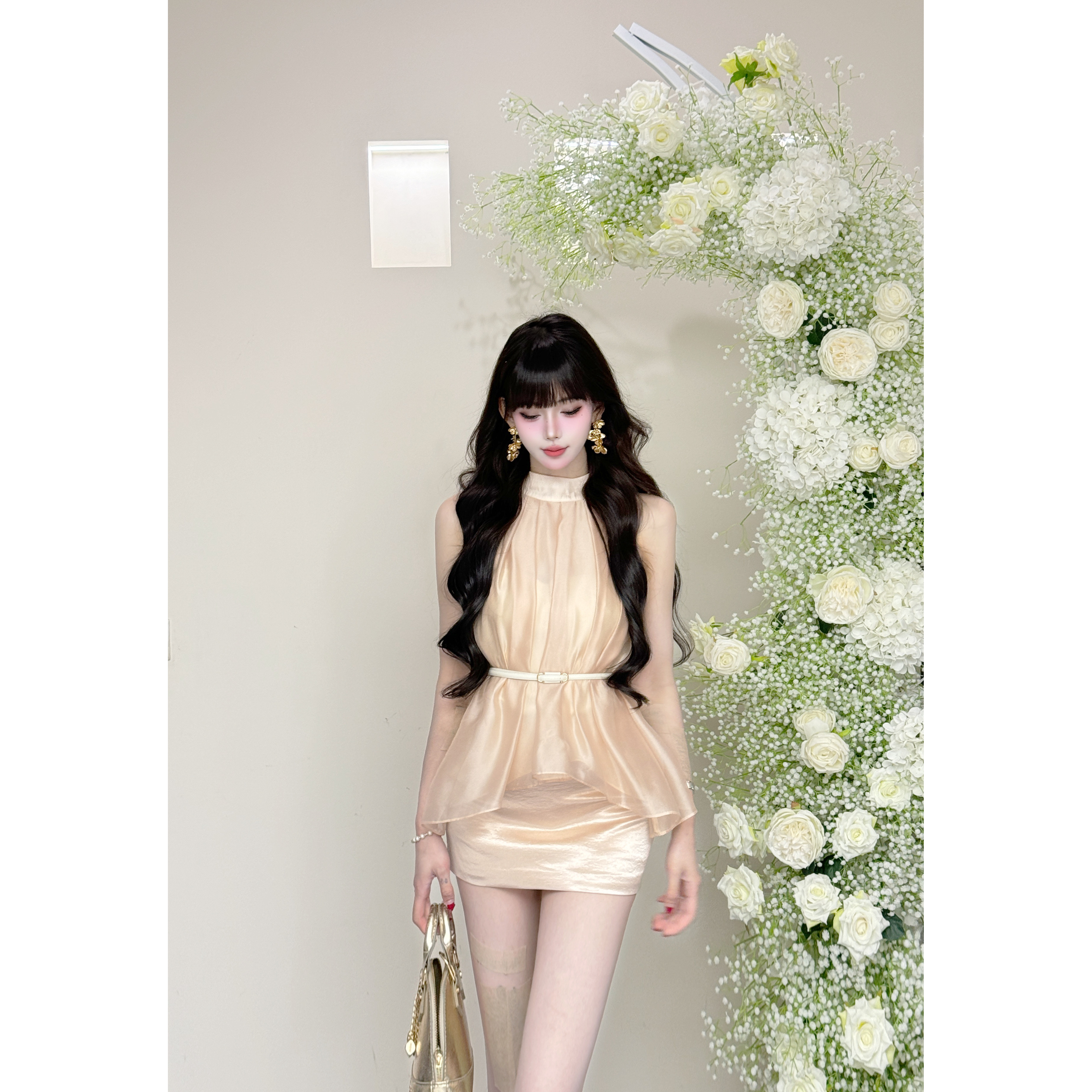 新品●YeYe.(莉香白茶)粉色版本纯欲风夏季时尚套装24109+2596-1