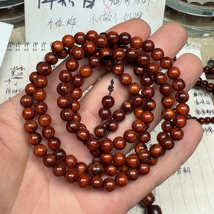 降真香手串/手链海南红降06*108圆珠黄金