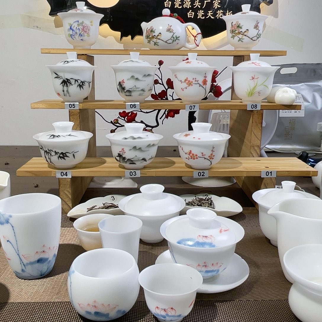 杨*手绘荷花盖碗啊啊啊啊啊啊啊