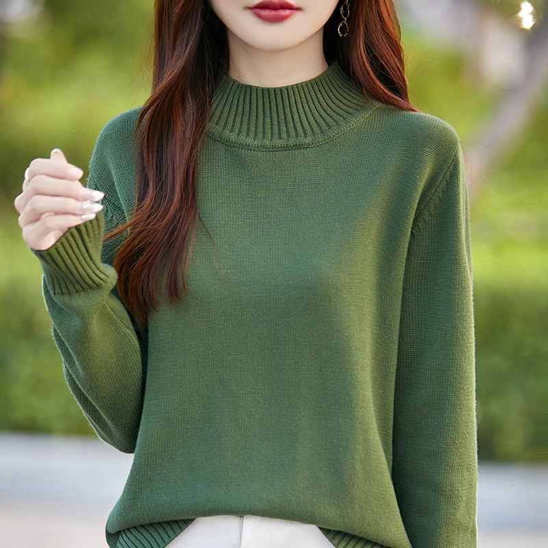 纯棉新疆棉 七针加厚纯棉女秋冬新款圆领全棉线宽松休闲大码加厚