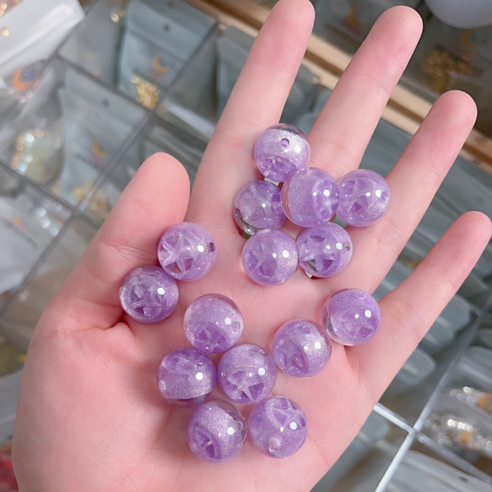 鼎奕卡16mm五芒星系列夜光通孔圆珠手机链diy珠子散珠