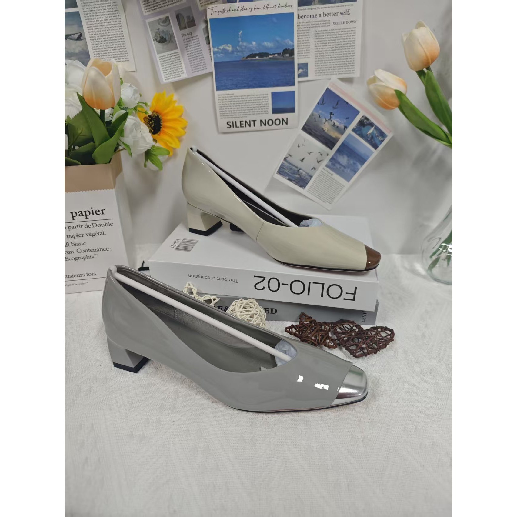 月芽儿粗跟女鞋高级防踢金属头单鞋方头T9-2601-1