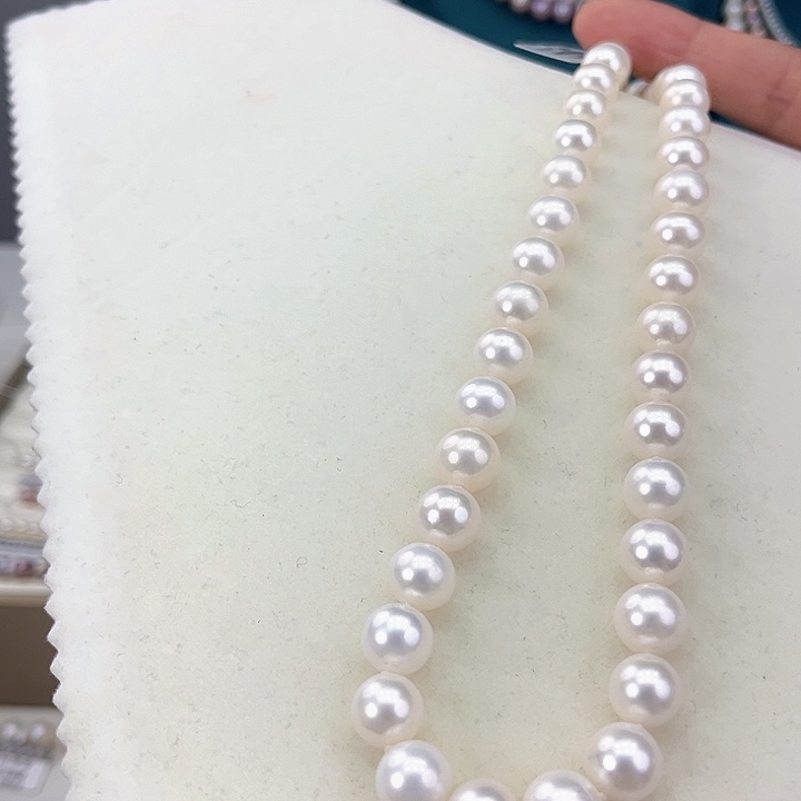 淡水珍珠颈饰银S925镶嵌卡10冷白高品