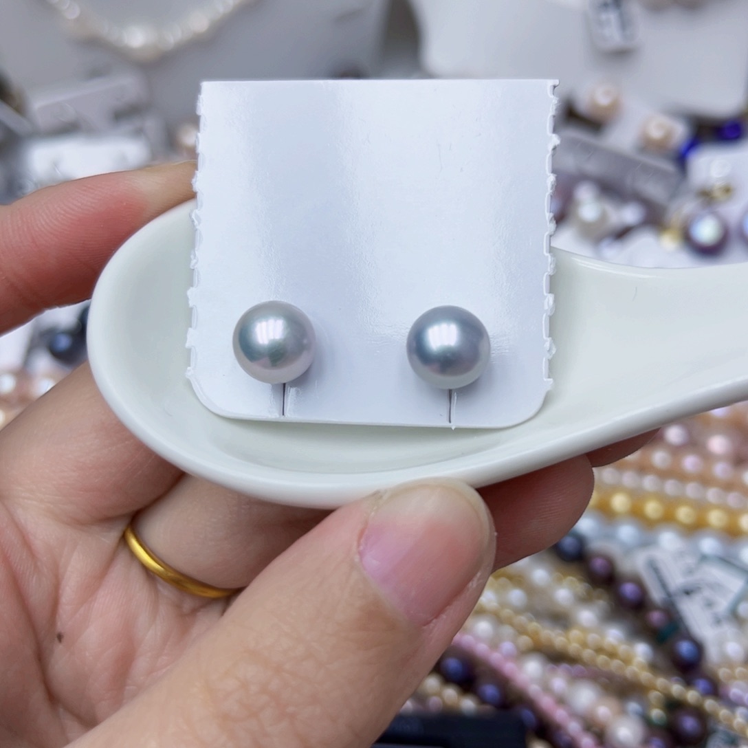 淡水珍珠耳饰银S925镶嵌