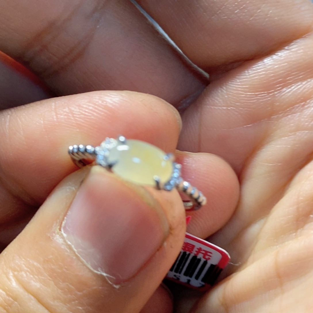 翡翠戒指银S925镶嵌缅甸翡翠A货戒指