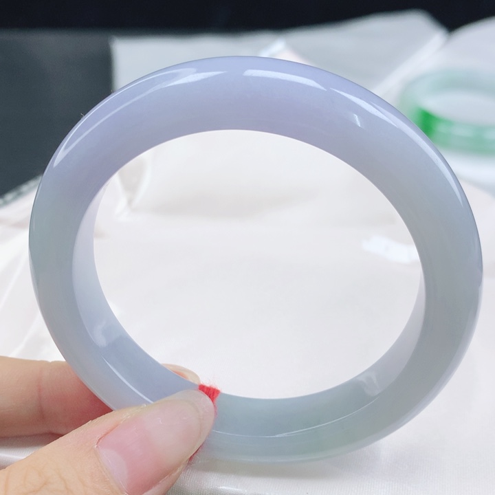 翡翠未镶嵌手镯缅甸55.8冰胶润粉紫正圈