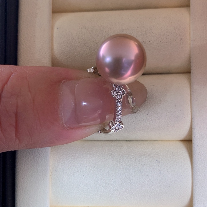 银S925镶嵌戒指淡水珍珠