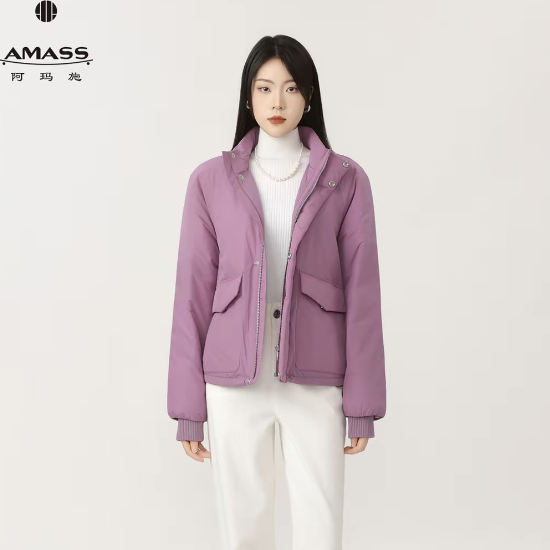AMASS阿玛施秋冬韩系ins风时尚百搭立领保暖短款棉服外套540051