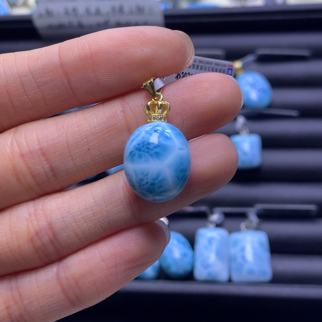 针钠钙石（海纹石）未镶嵌颈饰蛋面吊坠